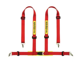 Sabelt Clubman Saloon 4-Point Red Snap Hook Harness (ECE Approved) w/ Shoulder Pads