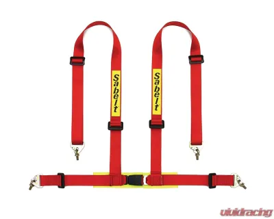 Sabelt Clubman Saloon 4-Point Red Snap Hook Harness (ECE Approved) w/ Shoulder Pads - CFCC904070NP_B
