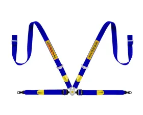 Sabelt Porsche Passenger 4-Point Silver GT Racing Harness w/ 2 Inch Lap Mounts & Blue Long Crotch Belts