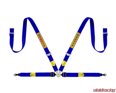 Sabelt Porsche Passenger 4-Point Silver GT Racing Harness w/ 2 Inch Lap Mounts & Blue Long Crotch Belts - CFCI1000A422SD3F