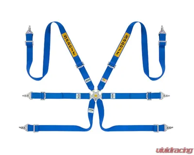 Sabelt FIA8853-2016 6-Point Steel Saloon Rally Racing Harness w/ 2 Inch Blue Belts & Straps - CFCI1210S622SU2F