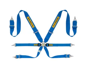 Sabelt FIA8853-2016 Steel Saloon Rally 6-Point Racing Harness w/ 3 Inch Shoulder Straps | 2 Inch Lap & Sub Belts - Blue