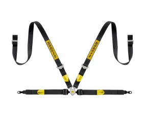 Sabelt Porsche Passenger 4-Point Silver GT Racing Harness w/ 2 Inch Lap Mounts & Black Long Crotch Belts