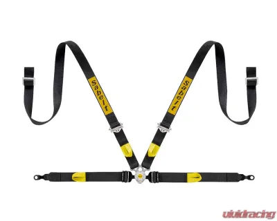 Sabelt Porsche Passenger 4-Point Silver GT Racing Harness w/ 2 Inch Lap Mounts & Black Long Crotch Belts - CFCI2000A422SD3F