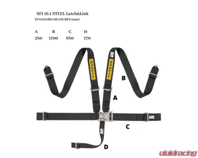 Sabelt SFI 16.1 Steel Saloon Harness 3 Inch Latch & Link - Black - CFCI2000S533SD8S