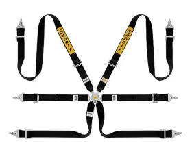Sabelt FIA8853-2016 6-Point Steel Saloon Rally Racing Harness w/ 2 Inch Black Belts & Straps