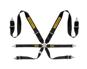 Sabelt FIA8853-2016 Steel Saloon Rally 6-Point Racing Harness w/ 3 Inch Shoulder Straps | 2 Inch Lap & Sub Belts - Black