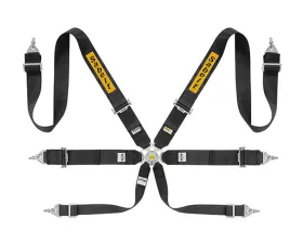 Sabelt FIA8853-2016 Steel Saloon Rally Racing Harness w/ 3 Inch Black Straps & Belts