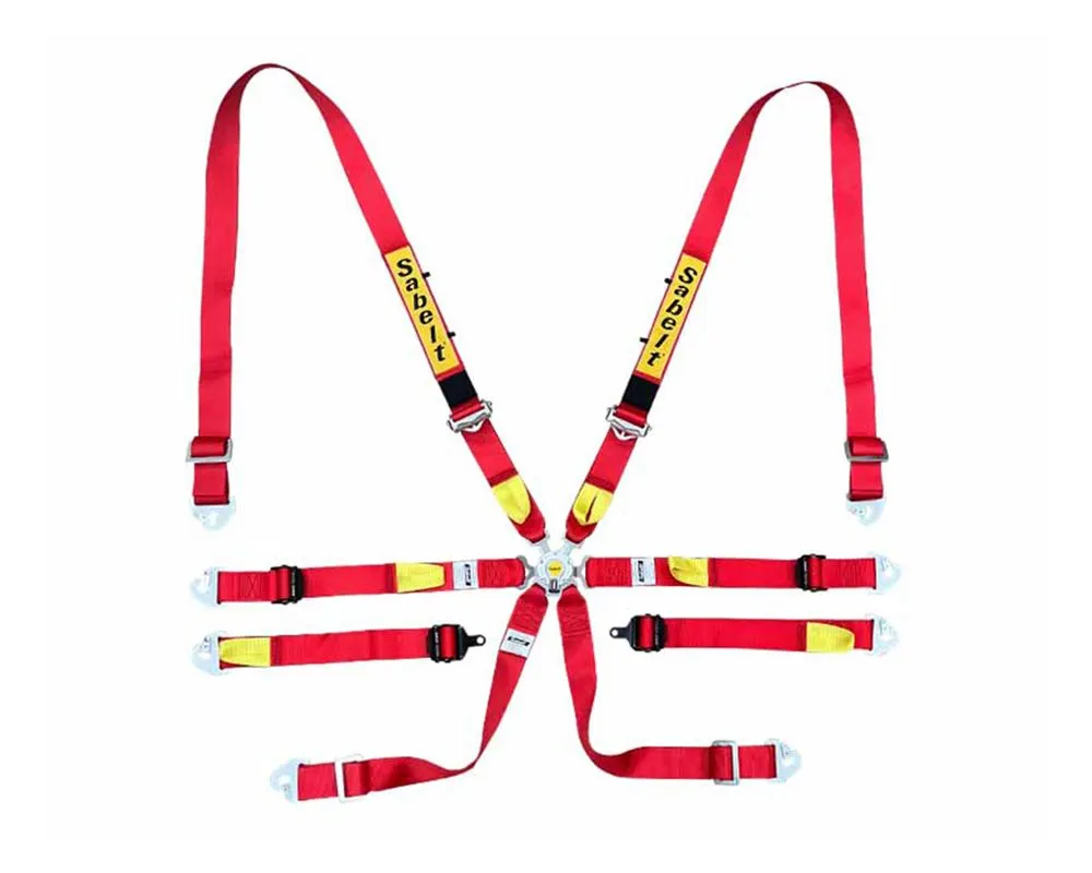 Sabelt FIA8853-2016 Enduro Silver Saloon 2 Inch Double Lap Racing Harness - Red - CFCI42100056