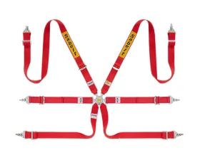 Sabelt FIA8853-2016 6-Point Steel Saloon Rally Racing Harness w/ 2 Inch Red Belts & Straps
