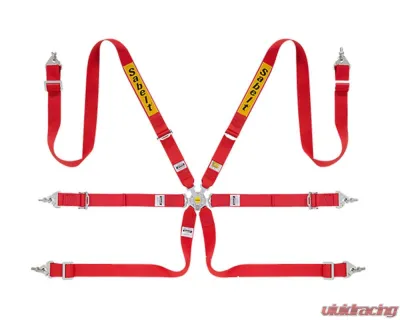 Sabelt FIA8853-2016 6-Point Steel Saloon Rally Racing Harness w/ 2 Inch Red Belts & Straps - CFCI4210S622SU2F