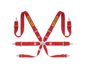 Sabelt FIA8853-2016 Silver Saloon Rally Full Racing Harness w/ 3 Inch Red Shoulder & Lap Belts