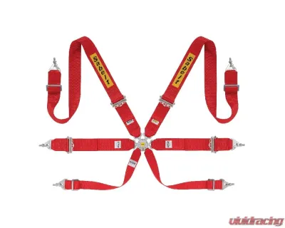 Sabelt FIA8853-2016 Silver Saloon Rally Full Racing Harness w/ 3 Inch Red Shoulder & Lap Belts - CFCI4335A633SU2F