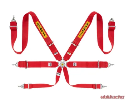 Sabelt FIA8853-2016 Steel Saloon Rally Racing Harness w/ 3 Inch Red Straps & Belts - CFCI4335S633SU2F