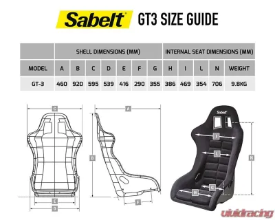 Sabelt GT-3 FIA 8855-1999 Fiberglass Seat - Size Large - RFSEGT3N