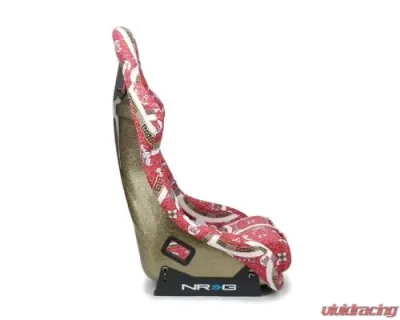 NRG Frp Bucket Seat Prisma- Oriental Longivity Plate ed In Vegan Material Gold Pearlized Back Plus Phone Pockets Large - FRP-302-DYNASTY