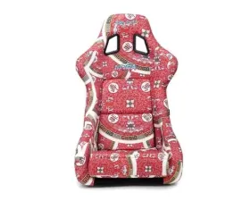 NRG Frp Bucket Seat Prisma- Oriental Longivity Plate ed In Vegan Material Gold Pearlized Back Plus Phone Pockets Large