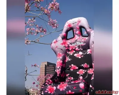 NRG Frp Bucket Seat Prisma- Japanese Cherry Blossom ed In Vegan Material Pink Pearlized Back Plus Phone Pockets Medium - FRP-303-SAKURA