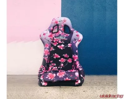 NRG Frp Bucket Seat Prisma- Japanese Cherry Blossom ed In Vegan Material Pink Pearlized Back Plus Phone Pockets Medium - FRP-303-SAKURA
