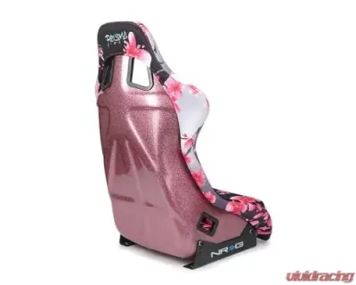 NRG Frp Bucket Seat Prisma- Japanese Cherry Blossom ed In Vegan Material Pink Pearlized Back Plus Phone Pockets Medium - FRP-303-SAKURA