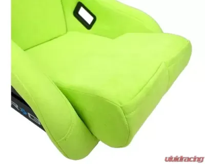 NRG Frp Bucket Seat Prisma ed Pearlized Back All Neon Green Alcantara Vegan Material Phone Pockets Medium - FRP-303NG-PRISMA