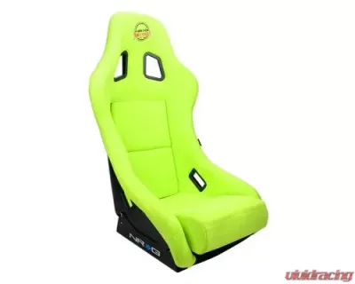 NRG Frp Bucket Seat Prisma ed Pearlized Back All Neon Green Alcantara Vegan Material Phone Pockets Medium - FRP-303NG-PRISMA