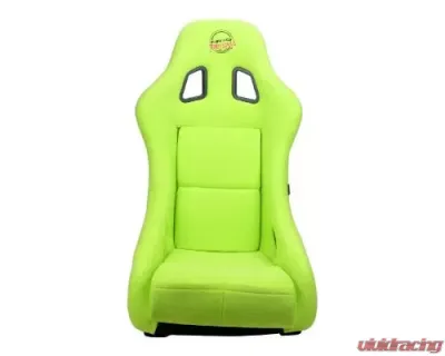 NRG Frp Bucket Seat Prisma ed Pearlized Back All Neon Green Alcantara Vegan Material Phone Pockets Medium - FRP-303NG-PRISMA