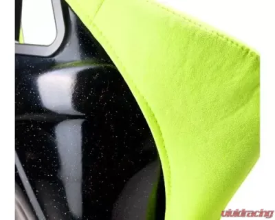 NRG Frp Bucket Seat Prisma ed Pearlized Back All Neon Green Alcantara Vegan Material Phone Pockets Medium - FRP-303NG-PRISMA