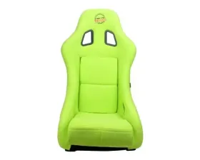 NRG Frp Bucket Seat Prisma ed Pearlized Back All Neon Green Alcantara Vegan Material Phone Pockets Medium