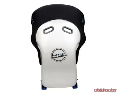 NRG Frp Bucket Seat - White Finish Arrow Embroidery And Blue Side Mount Bracket - FRP-600WT
