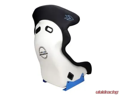 NRG Frp Bucket Seat - White Finish Arrow Embroidery And Blue Side Mount Bracket - FRP-600WT