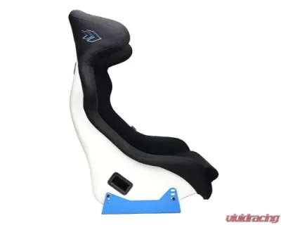 NRG Frp Bucket Seat - White Finish Arrow Embroidery And Blue Side Mount Bracket - FRP-600WT