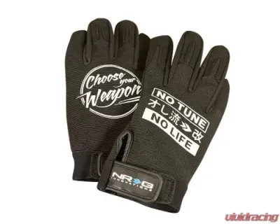NRG Mechanic Gloves M In Black - GS-200BK-M