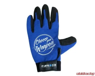 NRG Mechanic Gloves L In Blue - GS-200BL-L