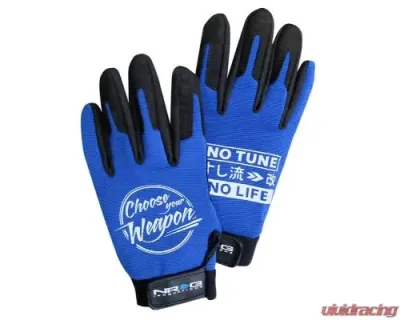 NRG Mechanic Gloves L In Blue - GS-200BL-L