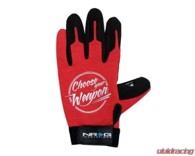 NRG Mechanic Gloves L In Red - GS-200RD-L