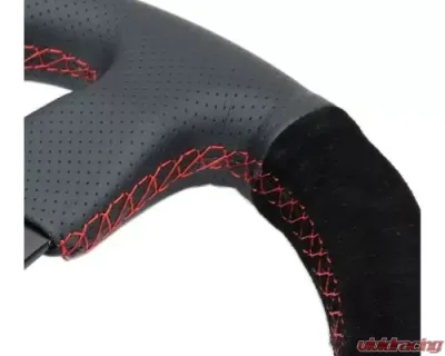 NRG Reinforced Steering Whl- 320MM Sport Leather Suede Steering Whl Red Stitch - RST-012R/S-RS