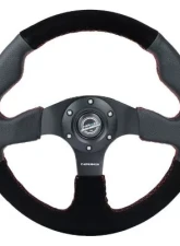 NRG Reinforced Steering Whl- 320MM Sport Leather Suede Steering Whl Red Stitch                                     - RST-012R/S-RS - Image 4