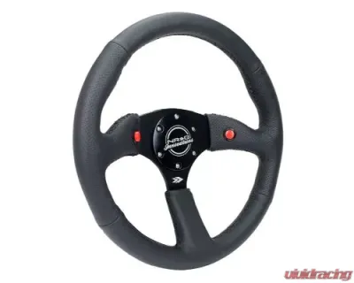 NRG Reinforced Steering Whl - 350MM Sport Leather Racing 2.5" Deep Comfort Grip - RST-023D-R