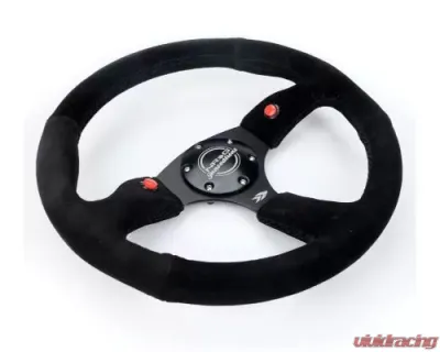 NRG Reinforced Steering Whl - 350MM Sport Suede Racing 2.5" Deep Comfort Grip - RST-023D-S