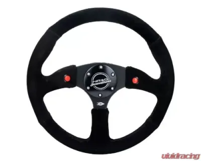 NRG Reinforced Steering Whl - 350MM Sport Suede Racing 2.5" Deep Comfort Grip - RST-023D-S