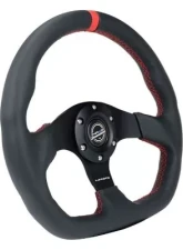 NRG Reinforced Steering Whl - 320MM Sport Leather Flat Bottom Red Center Mark Red Stitching                                     - RST-024MB-R-RD - Image 2