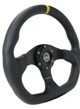 NRG Reinforced Steering Whl - 320MM Sport Leather Flat Bottom Yellow Center Mark                                     - RST-024MB-R-Y - Image 2