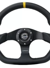 NRG Reinforced Steering Whl - 320MM Sport Leather Flat Bottom Yellow Center Mark                                     - RST-024MB-R-Y - Image 3