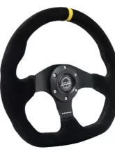 NRG Reinforced Steering Whl - 320MM Sport Suede Flat Bottom Yellow Center Mark                                     - RST-024MB-S-Y - Image 2