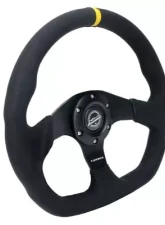 NRG Reinforced Steering Whl - 320MM Sport Alcantara Flat Bottom Yellow Center Mark                                     - RST-024MB-SA-Y - Image 2