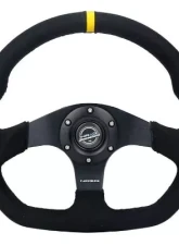 NRG Reinforced Steering Whl - 320MM Sport Alcantara Flat Bottom Yellow Center Mark                                     - RST-024MB-SA-Y - Image 3