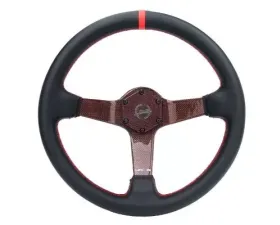 NRG Carbon Fiber Steering Whl 350MM Silver Carbon Fiber Silver Stiching Silver Center Mark Leather