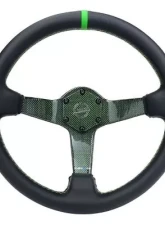NRG Carbon Fiber Steering Whl 350MM Green Carbon Fiber Green Stiching Green Center Mark Leather                                     - RST-036CF-GN - Image 3
