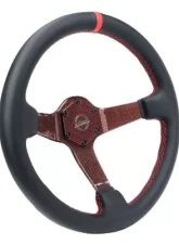 NRG Carbon Fiber Steering Whl 350MM Red Carbon Fiber Red Stiching Red Center Mark Leather                                     - RST-036CF-RD - Image 2